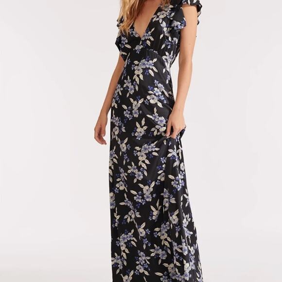 Veronica Beard Padma Maxi Dress Black Floral Silk 4 - Picture 1 of 10